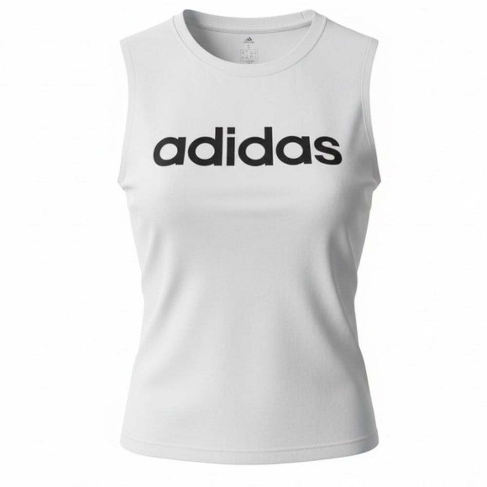 Adidas White Muscle Tank with Black Logo size Small